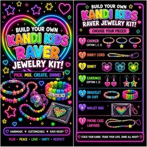 Rainbow glow heart star rave jewelry mix & match